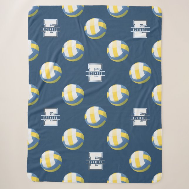 Volleyball Monogram Name Blanket – Letter E (Front)