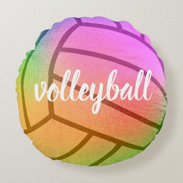 Volleyball Multicolored Monogram Round Cushion (Front)