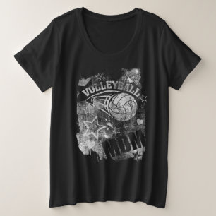 Volleyball Mum, Black Grunge Volleyball Plus Size T-Shirt
