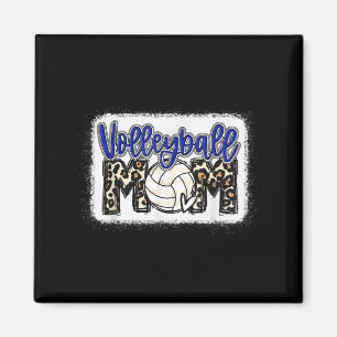 Volleyball Mum Blue Leopard 8 Magnet
