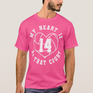 Volleyball Mum Dad Saying Player Jersey Number 14 T-Shirt