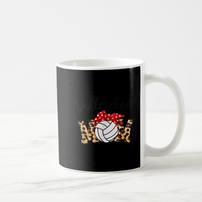 Volleyball Mum Leopard Bleached Fun Mother's Day  Coffee Mug (Right)