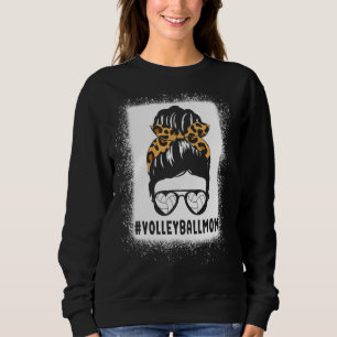 Volleyball Mum Leopard Bleached Team Quote For W Sweatshirt