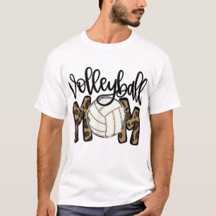 Volleyball Mum Leopard Funny Ball Mum Mother's Day T-Shirt