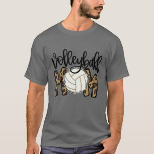 Volleyball Mum Leopard Funny Ball Mum Mother's Day T-Shirt