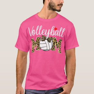Volleyball Mum Leopard Funny Ball Mum Mothers Day T-Shirt