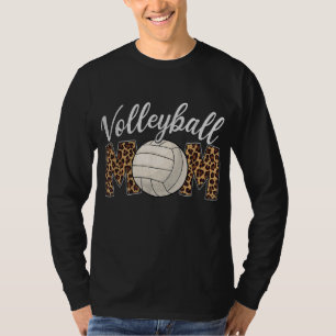 Volleyball Mum Leopard Funny Sport Ball Mum Mother T-Shirt