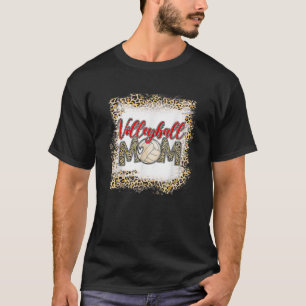Volleyball Mum Leopard Funny Sport Ball Mum Mother T-Shirt