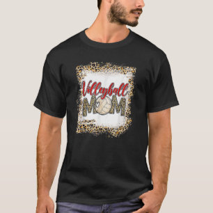 Volleyball Mum Leopard Sport Ball Mum Mother's Da T-Shirt