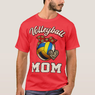 Volleyball Mum Leopard Volleyball Player Mothers D T-Shirt