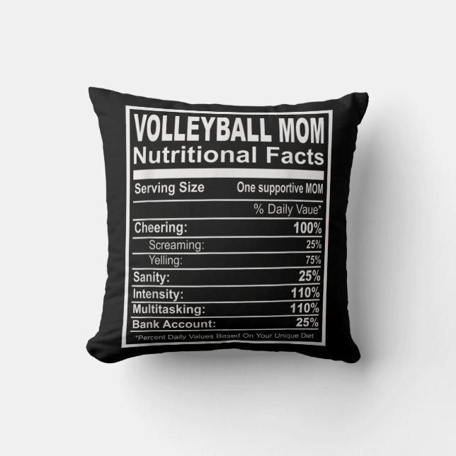 Volleyball Mum Nutritional Facts  Cushion (Front)
