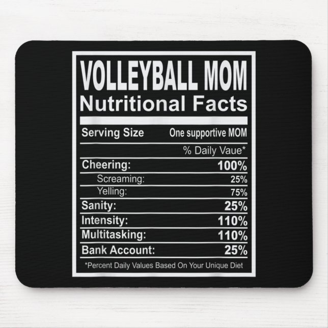Volleyball Mum Nutritional Facts  Mouse Pad (Front)
