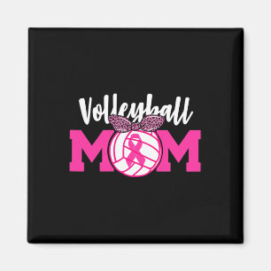 Volleyball Mum Pink Ribbon Breast Cancer Awareness Magnet