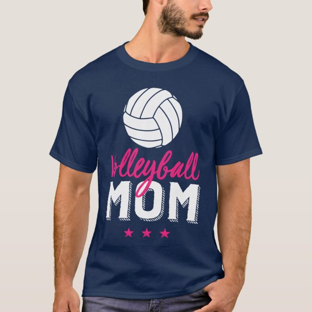 Volleyball Mum Proud Mother And Sports Parents fam T-Shirt (Front)