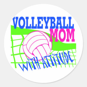 Volleyball Mum With Attitude Classic Round Sticker