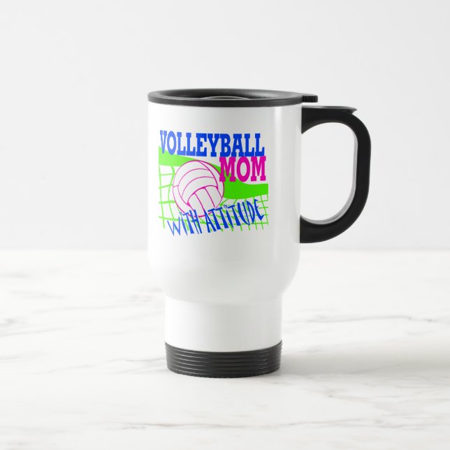 Volleyball Mum With Attitude Travel Mug (Right)