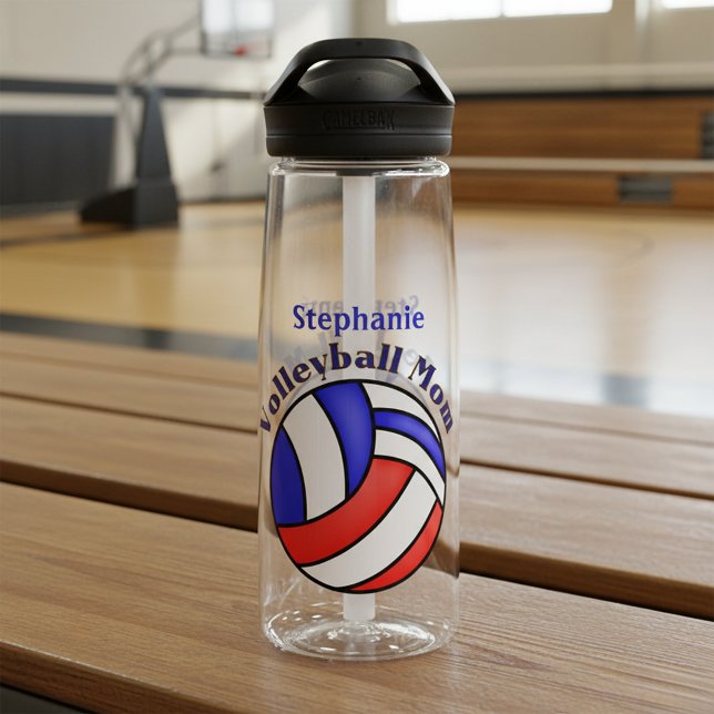 Volleyball Mum With Name Water Bottle (Creator Uploaded)