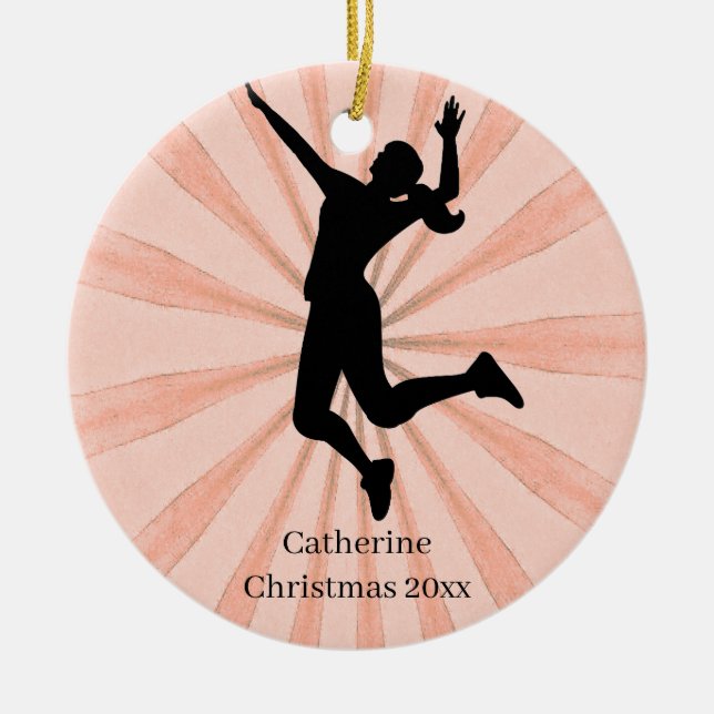 Volleyball Name Ceramic Tree Decoration (Front)