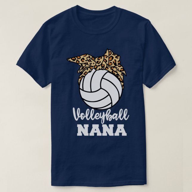Volleyball Nana Funny Leopard Nana Long Sleeve  T-Shirt (Design Front)
