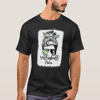 Volleyball Nene Vintage Leopard Messy Bun Bleached T-Shirt