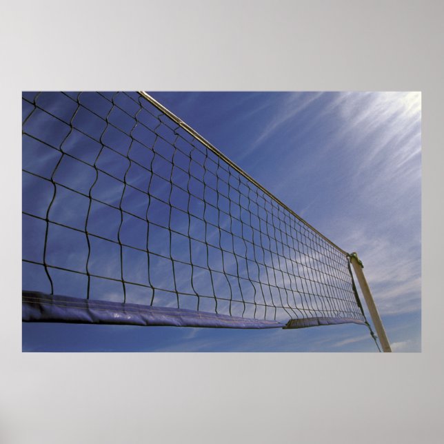 Volleyball Net Against Blue Cloudy Sky Poster (Front)