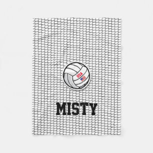 Volleyball Net Name Flag, Team White Fleece Blanket