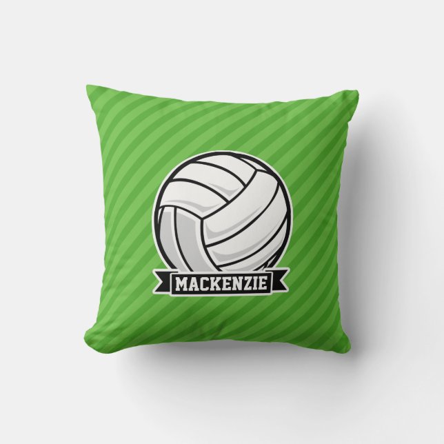 Volleyball on Green Stripes Cushion (Front)