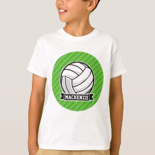 Volleyball on Green Stripes T-Shirt