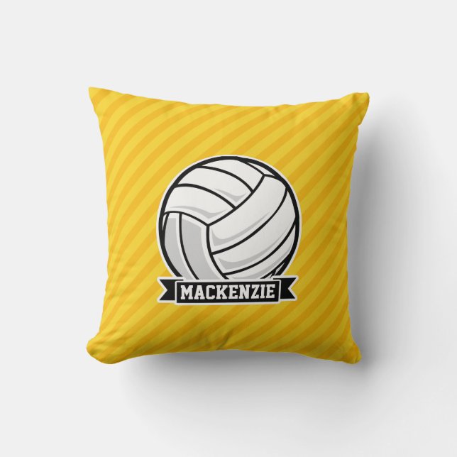 Volleyball on Yellow Stripes Cushion (Front)