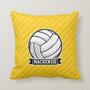 Volleyball on Yellow Stripes Cushion