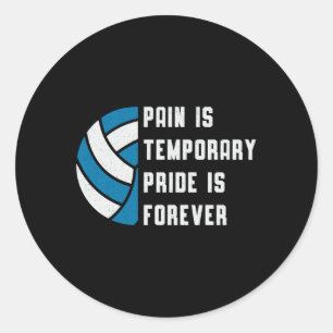 Volleyball Pain Is Temporary Beach Retro Player Classic Round Sticker