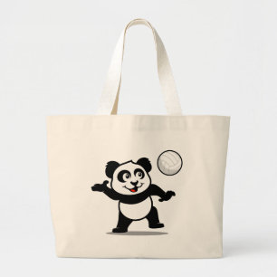 Volleyball Panda Large Tote Bag