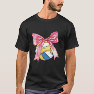 Volleyball Pink Coquette Bow Volleyball Season Gir T-Shirt