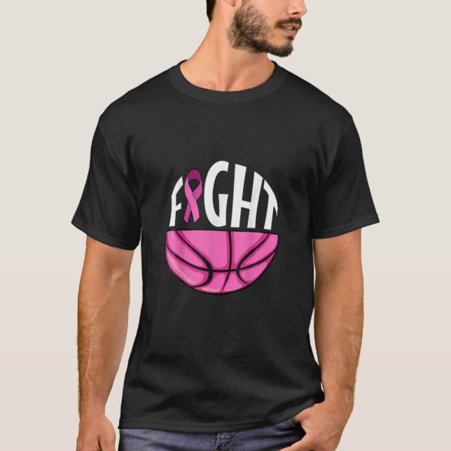 Volleyball Pink Fight Pink Ribbon Breast Cancer Aw T-Shirt (Front)
