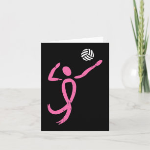Volleyball Pink Ribbon Breast Cancer Awareness Spo Card