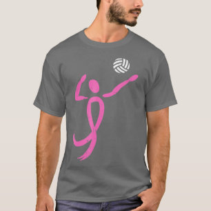 Volleyball Pink Ribbon Breast Cancer Awareness Spo T-Shirt