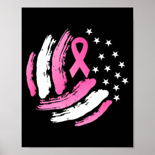 Volleyball Pink Ribbon Breast Cancer Illustration Poster