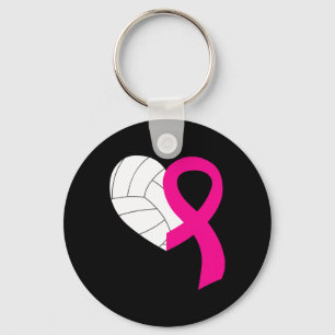 Volleyball Pink Ribbon Cool Breast Cancer Awarenes Key Ring