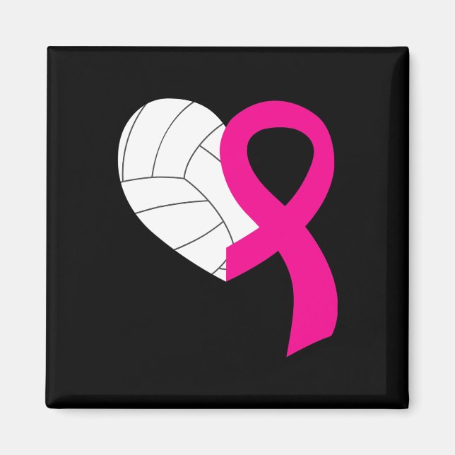 Volleyball Pink Ribbon Cool Breast Cancer Awarenes Magnet (Front)