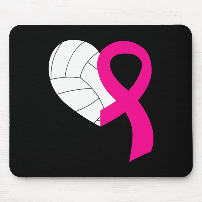 Volleyball Pink Ribbon Cool Breast Cancer Awarenes Mouse Pad (Front)