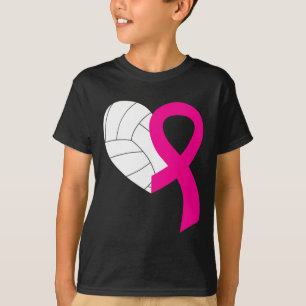 Volleyball Pink Ribbon Cool Breast Cancer Awarenes T-Shirt