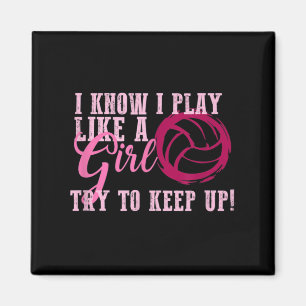 Volleyball Play Like a Girl Cute For Teens Magnet