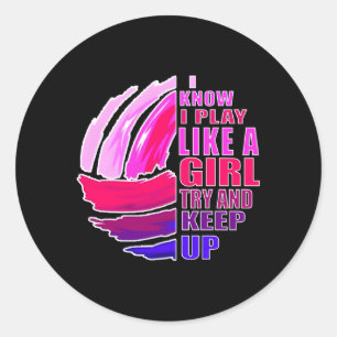 Volleyball Play Like A K Purple Great For Ns Classic Round Sticker