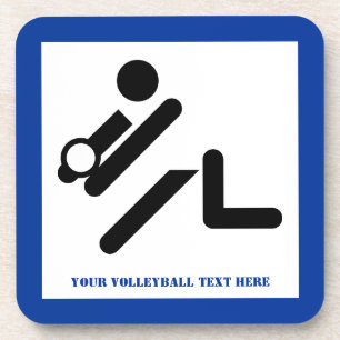 Volleyball player black, white, blue icon custom coaster