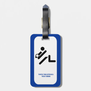 Volleyball player black, white, blue icon custom luggage tag