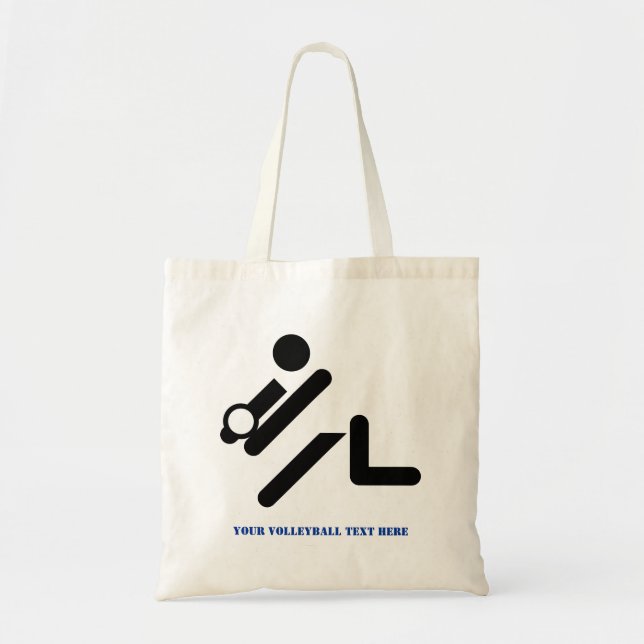 Volleyball player black, white, blue icon custom tote bag (Front)