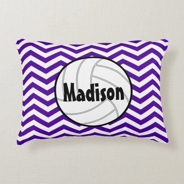 Volleyball Player Custom Text and Colour Chevron Decorative Cushion (Front)