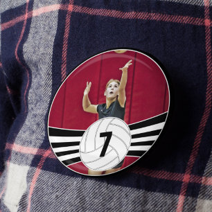 Volleyball Player Customised Photo & Jersey Number 10 Cm Round Badge