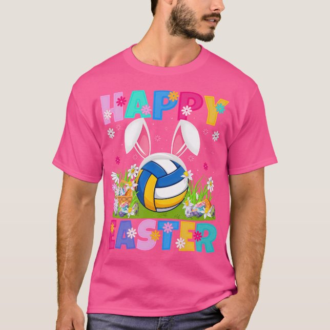 Volleyball Player Easter Egg Hunt Bunny Ear Easter T-Shirt (Front)