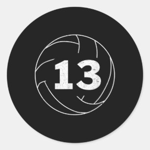 Volleyball Player Jersey Number Thirteen Graphic Classic Round Sticker